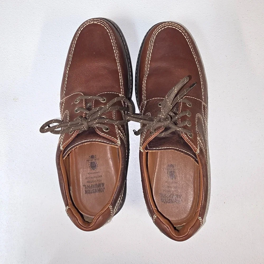 Johnston‎ & Murphy XC4 Shoes Mens Size 10 Brown Leather Waterproof Sneakers